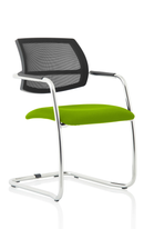 Green Swift Medium Back Cantilever Visitor Chair by Dynamic with bespoke fabric and modern design.