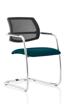 Dynamic Swift medium back cantilever visitor chair in teal fabric with a sleek design and modern metal frame.