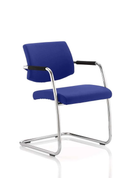 Blue Havanna visitor chair with arms by Dynamic, upholstered in bespoke fabric, featuring a modern design and comfortable seating.