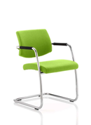 Green Havanna visitor chair with arms by Dynamic, featuring bespoke fabric upholstery and a modern, comfortable design.
