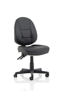 Black leather Jackson medium back operator chair by Dynamic with adjustable armrests and ergonomic design for office use.