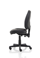 Black leather task operator chair with medium back support, ergonomic design by Dynamic for comfortable office seating.