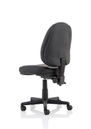 Black leather task operator chair with medium back support, designed by Dynamic for comfortable office seating.