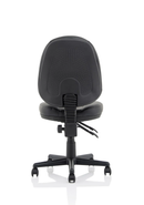 Black leather task operator chair with medium back from Dynamic, featuring ergonomic design and adjustable armrests.