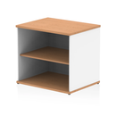 Dynamic Impulse Desk High Bookcase in oak finish, featuring multiple shelves and a sleek, modern design for organized storage.