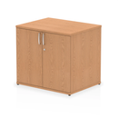 Dynamic Impulse Desk High Cupboard in oak wood with shelves and storage compartments for office or home use.