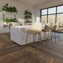Modern Brayford Bistro High Stool by Dynamic with wooden legs and cushioned seat, ideal for kitchen or bar area.