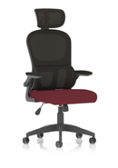 Dynamic Iris Task Operator chair with mesh back, fabric seat, and headrest in chili color, designed for ergonomic comfort.