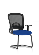 Blue Astro Mesh Cantilever Visitor Chair by Dynamic with bespoke fabric, showcasing a modern office seating design.
