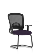 Dynamic Astro Mesh Cantilever Visitor Chair in purple fabric with open mesh back and sleek metal frame.