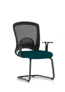 Dynamic Astro Mesh Cantilever Visitor Chair in teal fabric with a modern design and supportive mesh back.
