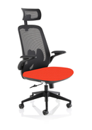 Dynamic Sigma Bespoke Executive Mesh Chair with folding arms, ergonomic design, black mesh upholstery and adjustable features.