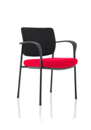 Brunswick Deluxe Visitor Chair With Arms & Black Frame - Black Back/Bespoke Fabric Seat - NWOF