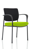Brunswick Deluxe Visitor Chair With Arms & Black Frame - Black Back/Bespoke Fabric Seat - NWOF