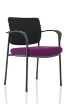 Brunswick Deluxe Visitor Chair With Arms & Black Frame - Black Back/Bespoke Fabric Seat - NWOF