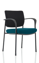 Brunswick Deluxe Visitor Chair With Arms & Black Frame - Black Back/Bespoke Fabric Seat - NWOF