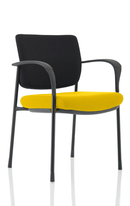 Brunswick Deluxe Visitor Chair With Arms & Black Frame - Black Back/Bespoke Fabric Seat - NWOF