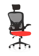 Dynamic Ace Executive Mesh Chair with folding arms and bespoke fabric, featuring ergonomic design and black mesh upholstery.