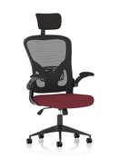 Dynamic Ace executive mesh chair with folding arms and bespoke fabric, featuring a modern design and ergonomic seating.