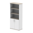 Impulse open shelves cupboard in grey oak and white by Dynamic, featuring sleek design and open storage compartments.