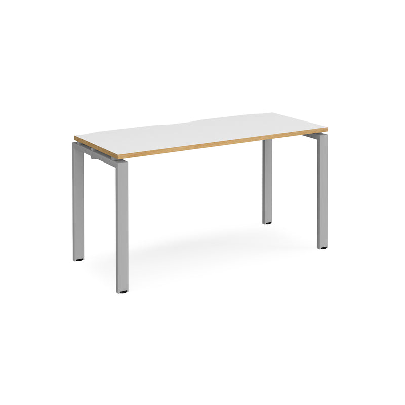 Adapt Single Desk 600mm Deep - White/Oak