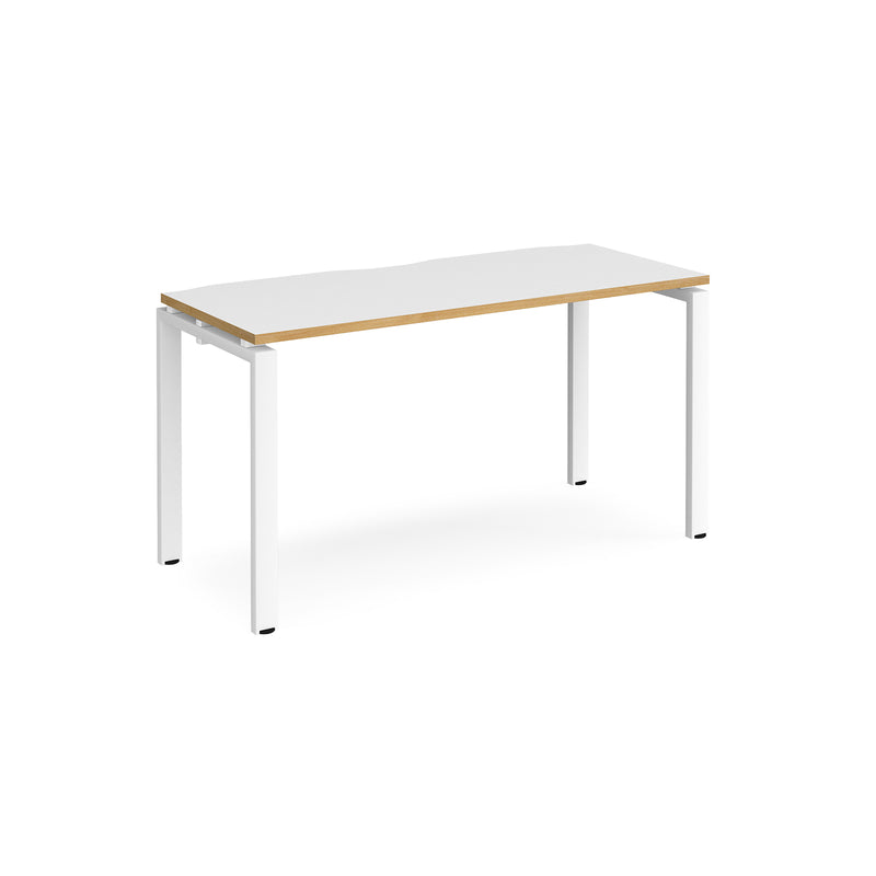 Adapt Single Desk 600mm Deep - White/Oak