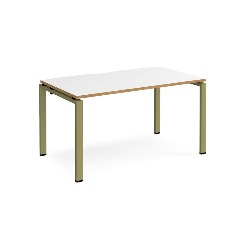Adapt Single Desk 800mm Deep - White/Oak
