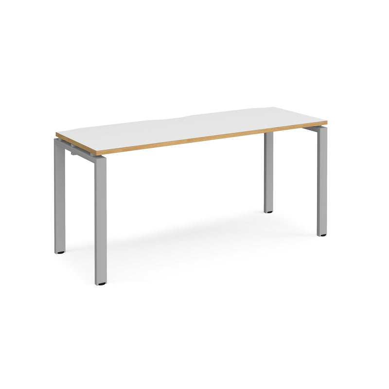 Adapt Single Desk 600mm Deep - White/Oak