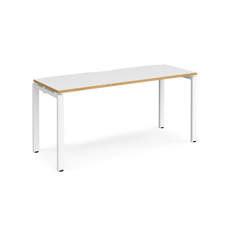 Adapt Single Desk 600mm Deep - White/Oak
