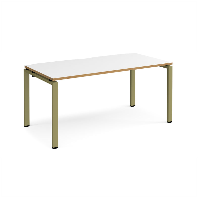 Adapt Single Desk 800mm Deep - White/Oak