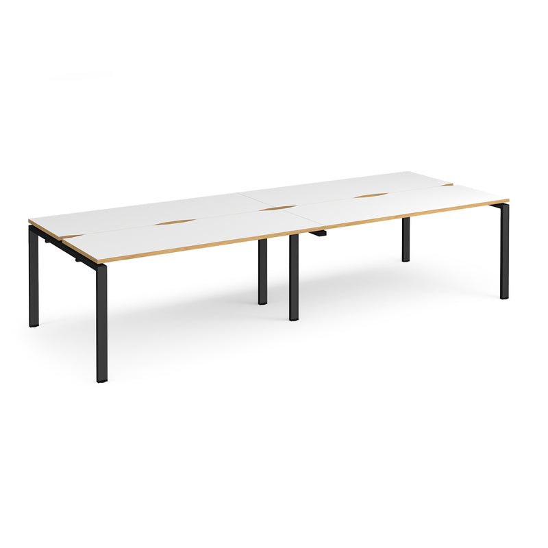 Adapt Double Back to Back Desks 600mm Deep - White/Oak - NWOF