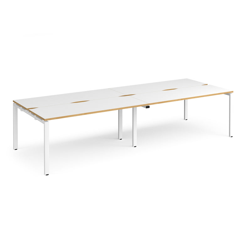 Adapt Double Back to Back Desks 600mm Deep - White/Oak - NWOF