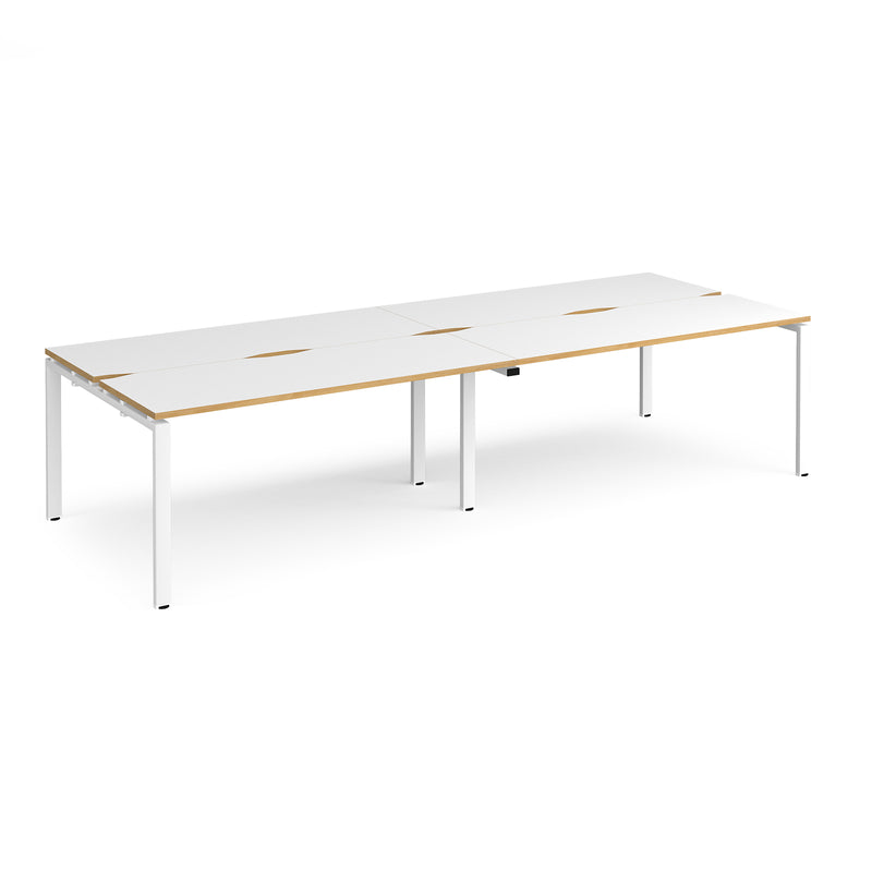 Adapt Double Back to Back Desks 600mm Deep - White/Oak - NWOF