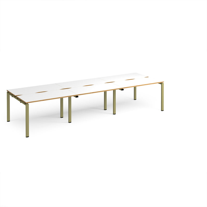 Adapt Triple Back to Back Desks 600mm Deep - White/Oak