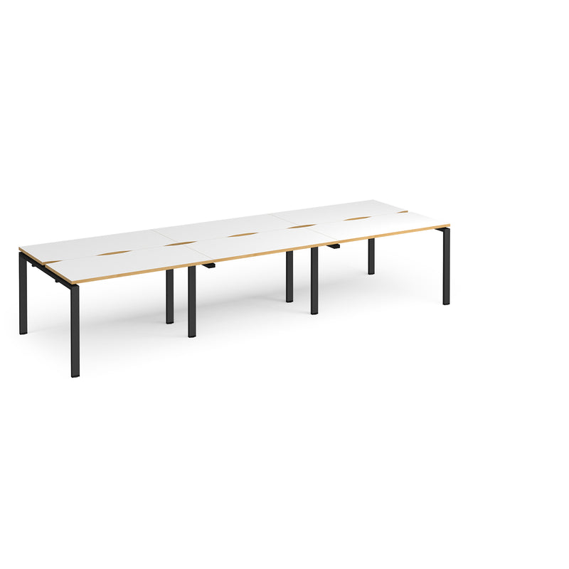 Adapt Triple Back to Back Desks 600mm Deep - White/Oak