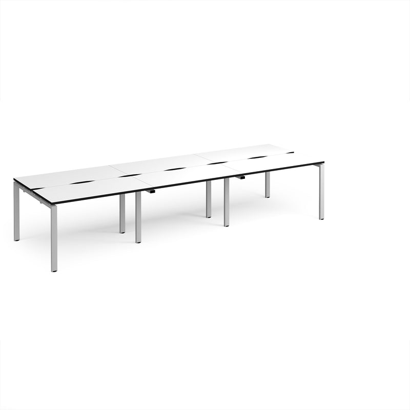 Adapt Triple Back to Back Desks 600mm Deep - White/Black
