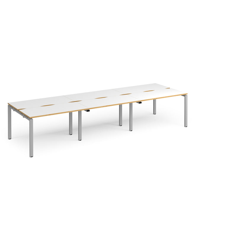 Adapt Triple Back to Back Desks 600mm Deep - White/Oak