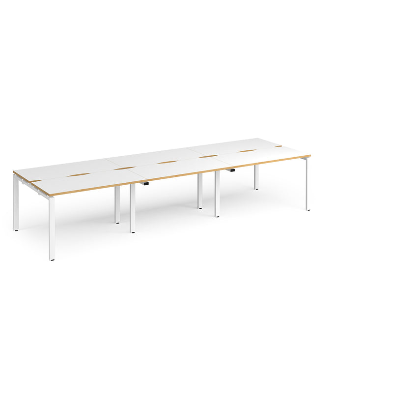 Adapt Triple Back to Back Desks 600mm Deep - White/Oak
