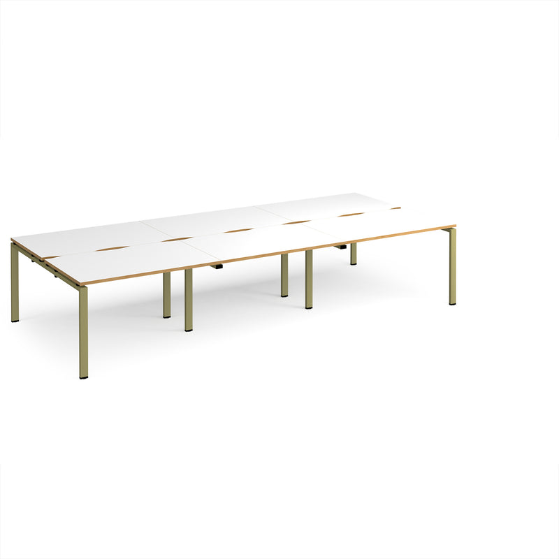 Adapt Triple Back to Back Desks 800mm Deep - White/Oak