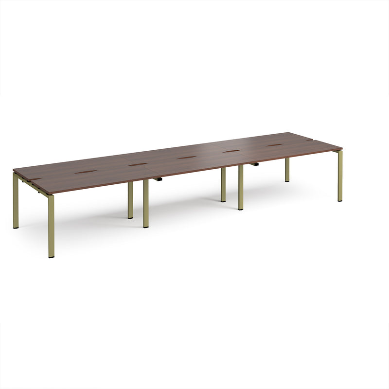 Adapt Triple Back to Back Desks 600mm Deep - Walnut