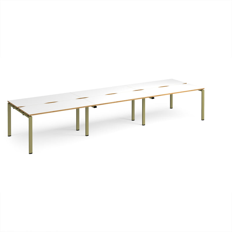 Adapt Triple Back to Back Desks 600mm Deep - White/Oak
