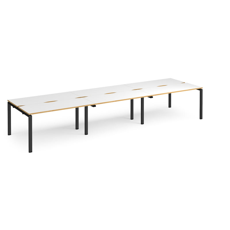 Adapt Triple Back to Back Desks 600mm Deep - White/Oak