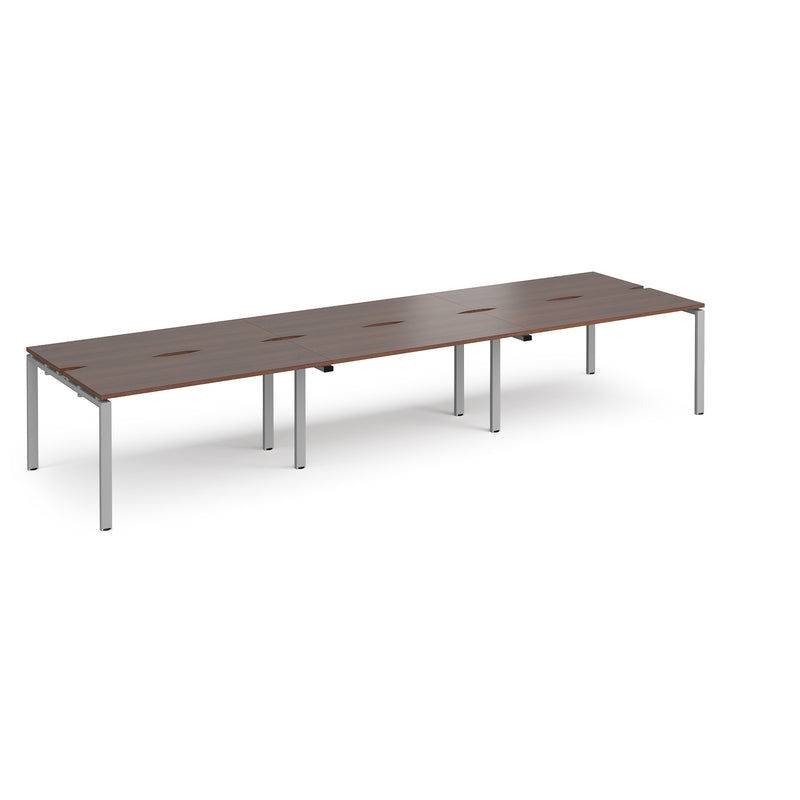 Adapt Triple Back to Back Desks 600mm Deep - Walnut