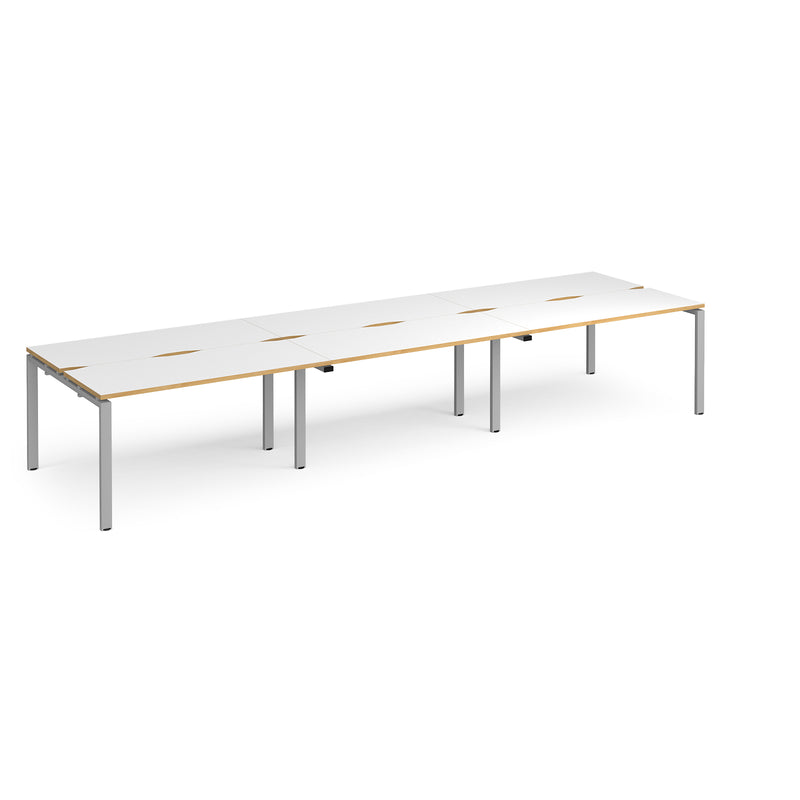 Adapt Triple Back to Back Desks 600mm Deep - White/Oak