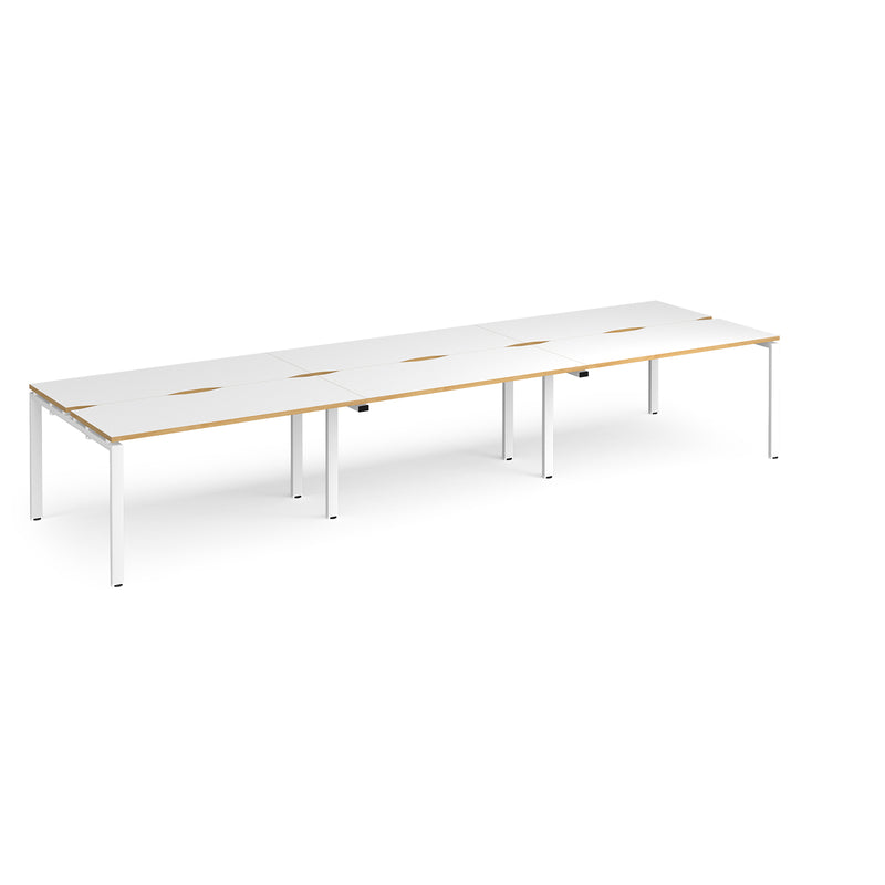 Adapt Triple Back to Back Desks 600mm Deep - White/Oak