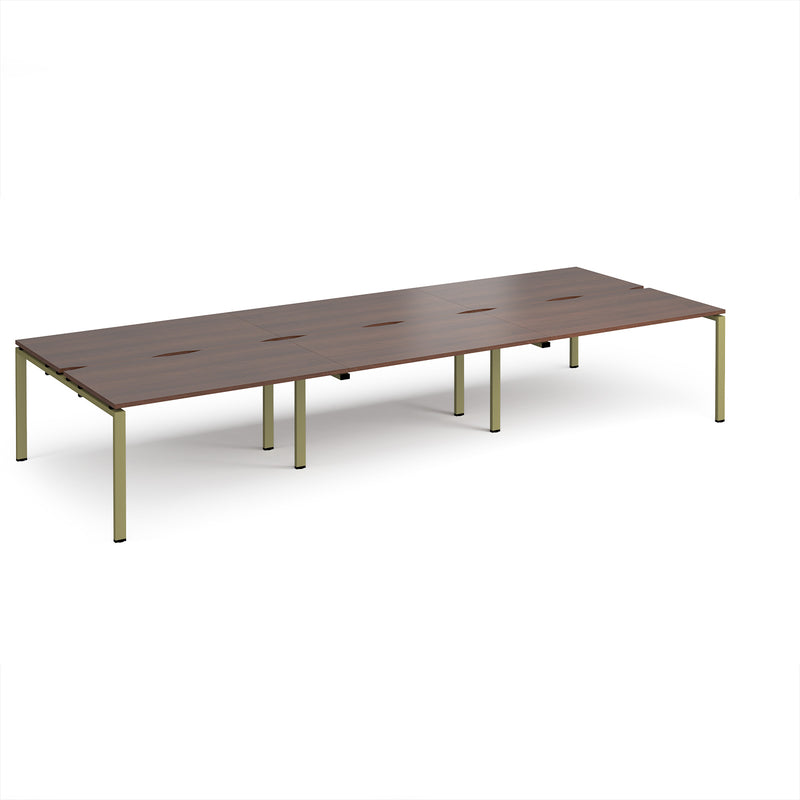 Adapt Triple Back to Back Desks 800mm Deep - Walnut