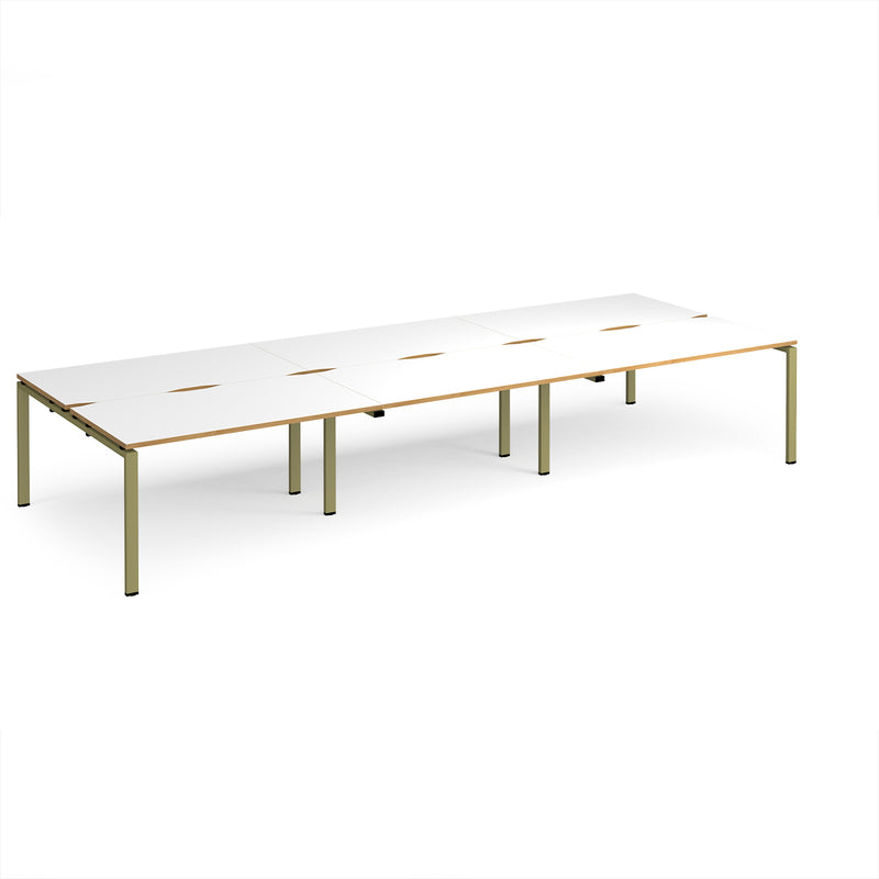 Adapt Triple Back to Back Desks 800mm Deep - White/Oak