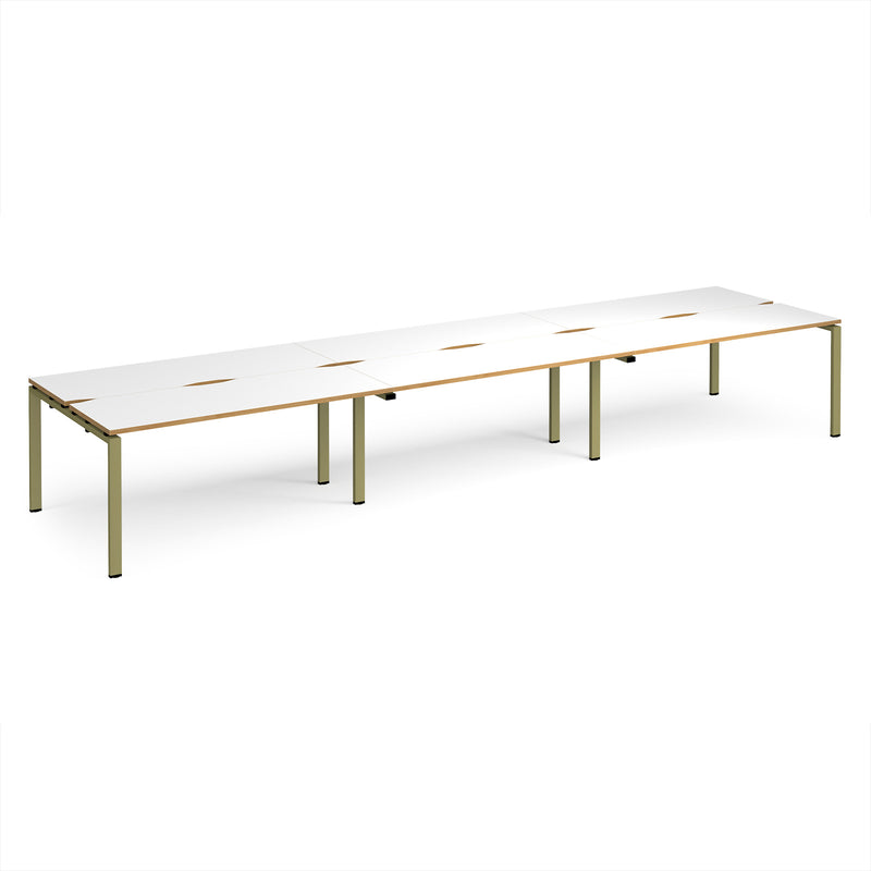 Adapt Triple Back to Back Desks 600mm Deep - White/Oak