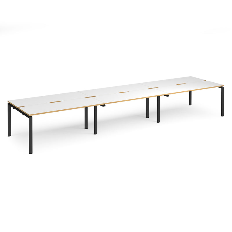 Adapt Triple Back to Back Desks 600mm Deep - White/Oak