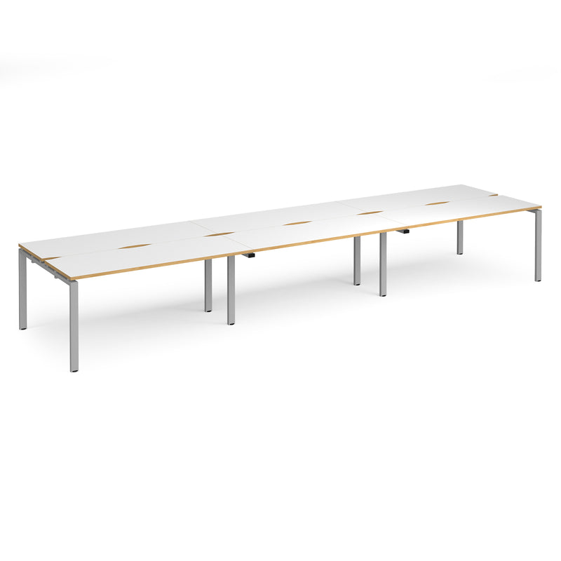 Adapt Triple Back to Back Desks 600mm Deep - White/Oak